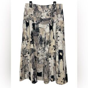 Atelier Gardeur 100% Linen Abstract Printed Midi Skirt